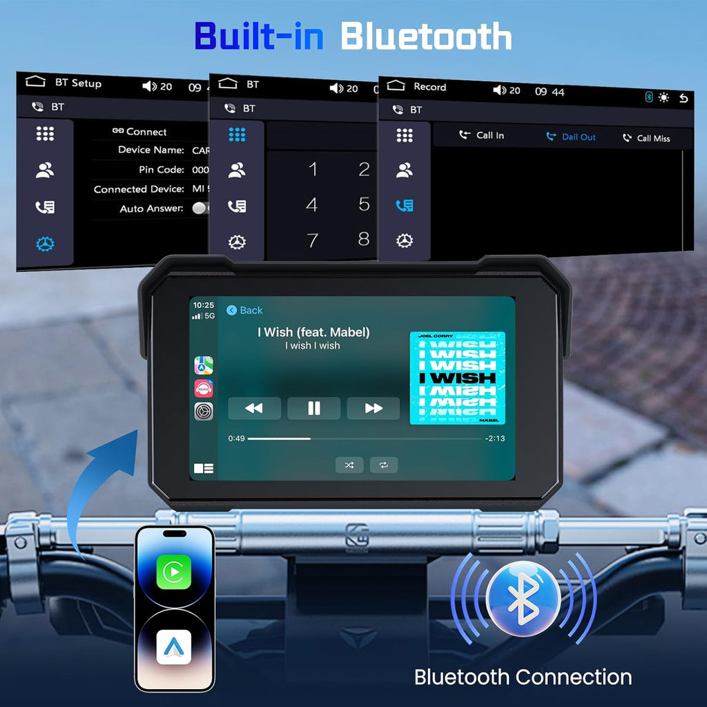 Pantalla 5" Carplay Android para moto