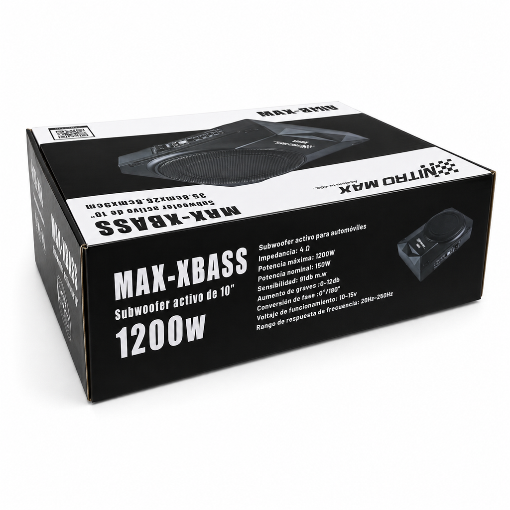 Subwoofer Amplificado Slim 12V | High Performance, Control de Volumen Incluido, Instalación Plug & Play