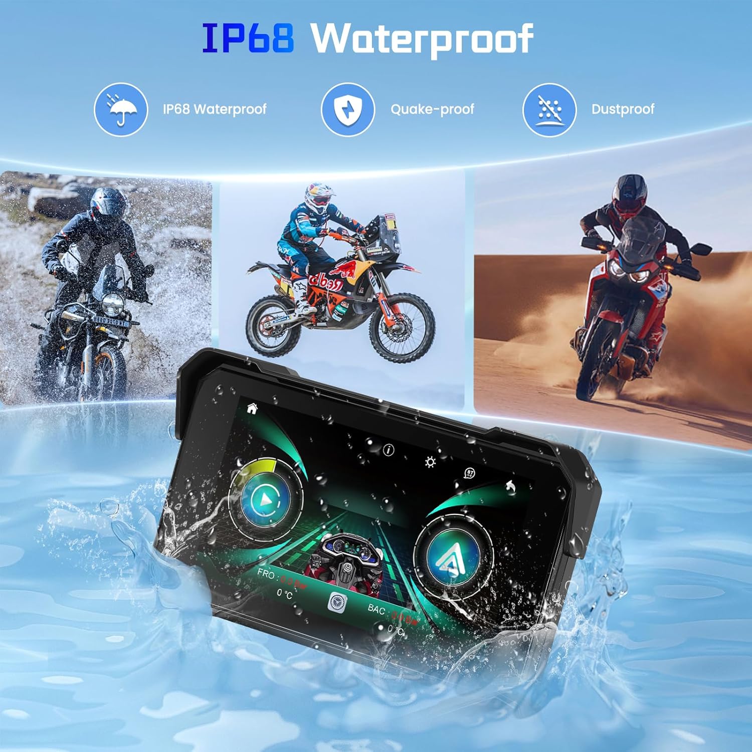 Pantalla 5" Carplay Android para moto