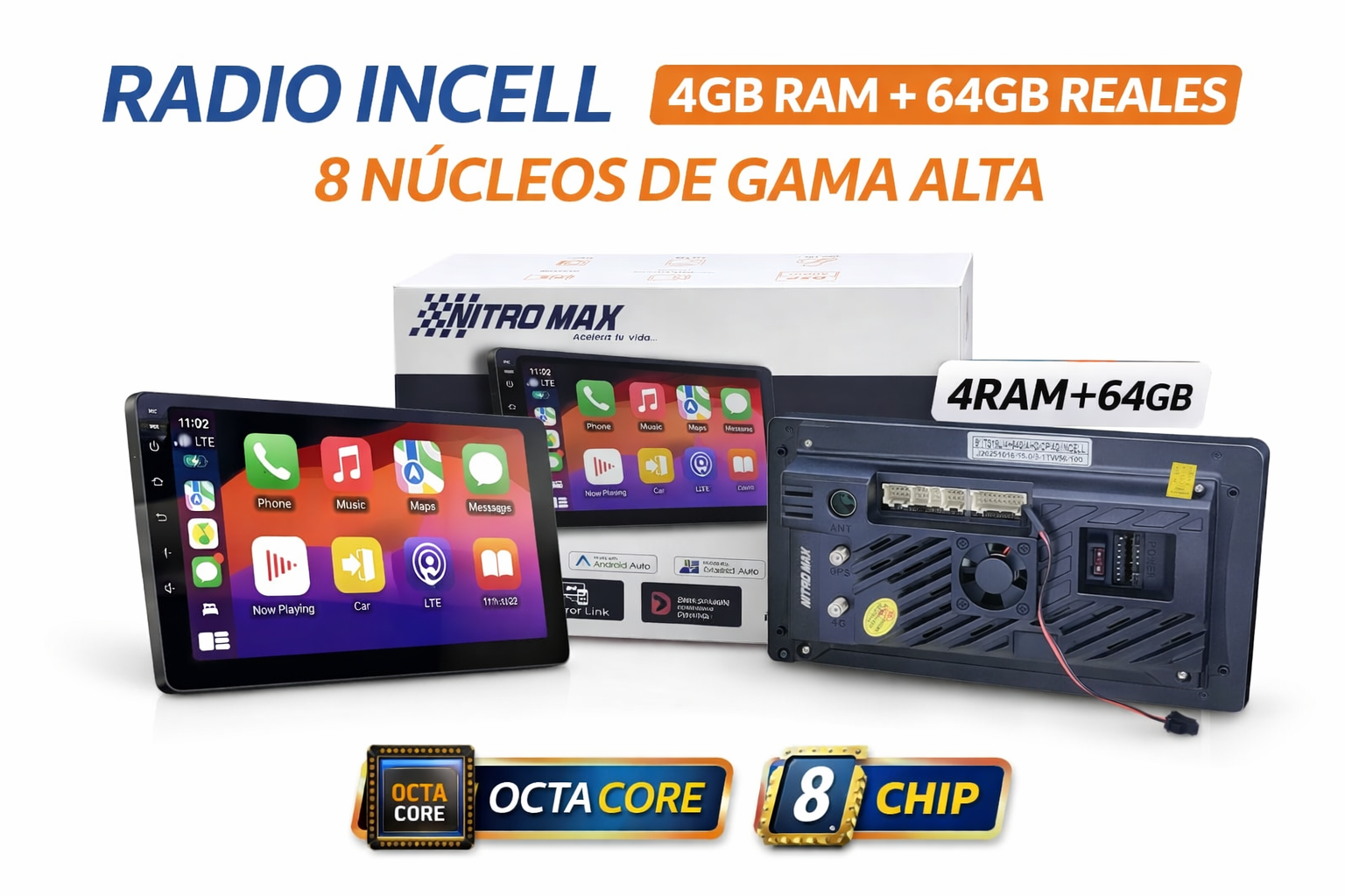 Radio para Carro 9" 2DIN Carplay y Androidplay (INCELL) PREMIUM