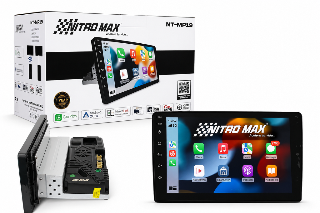 Radio Pantalla Táctil 9" MP5 | CarPlay, Android Auto, 1 DIN Universal