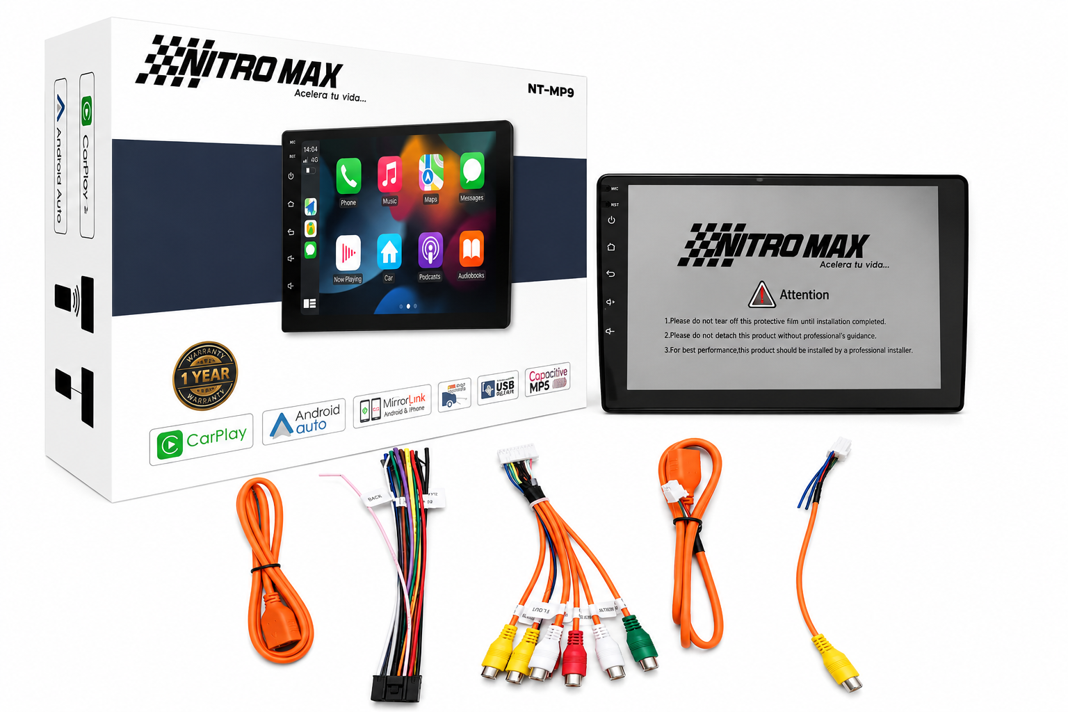 Radio Pantalla Táctil 9" MP5 | CarPlay, Android Auto, 2 DIN Universal