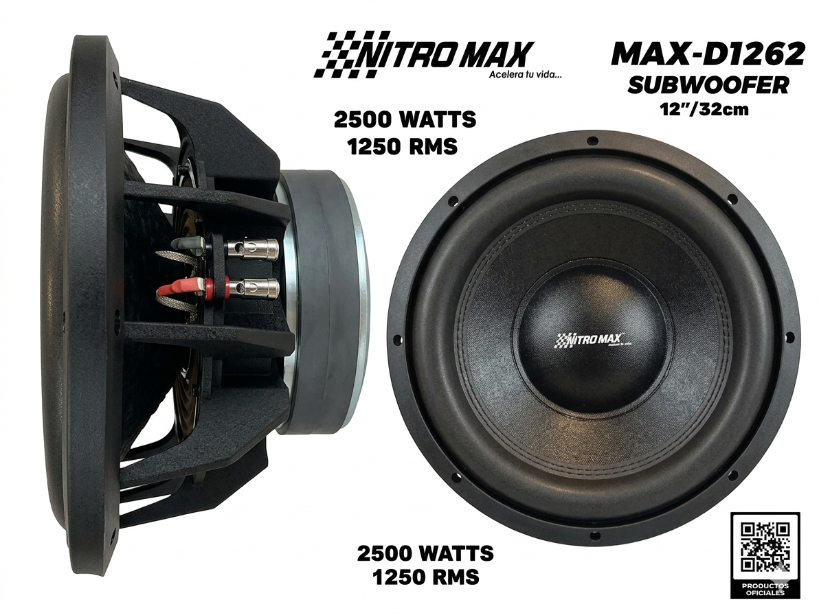 Subwoofer de Competencia Nitro Max 12" 2500W / 1250W RMS | Doble Bobina para Instalaciones Profesionales