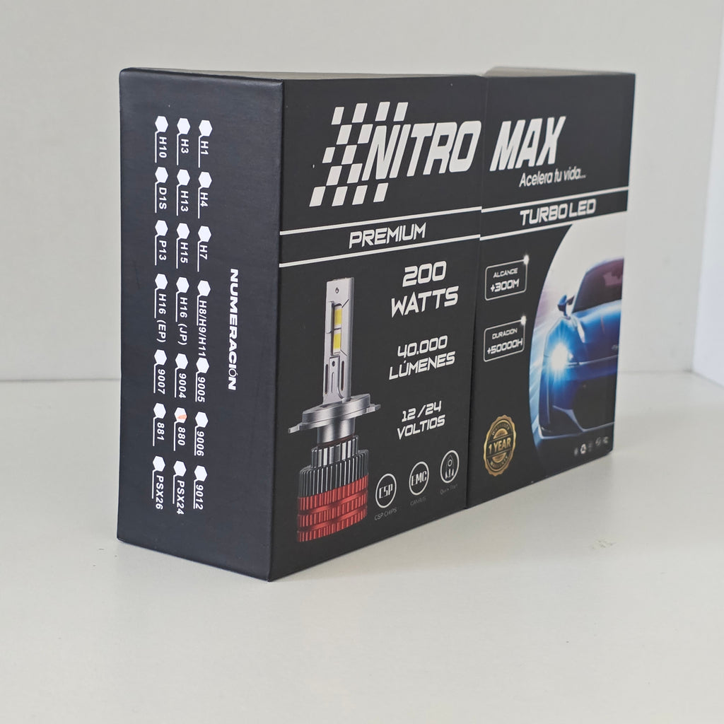 Caja de presentación premium del kit de focos LED Nitro Max H27/880/881.