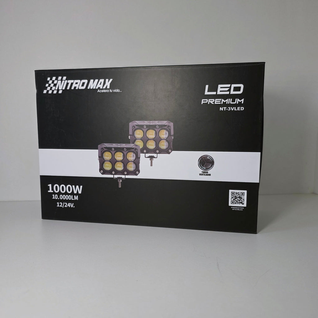 mpaque frontal del faro neblinero LED Premium de 6 lupas marca Nitro Max.
