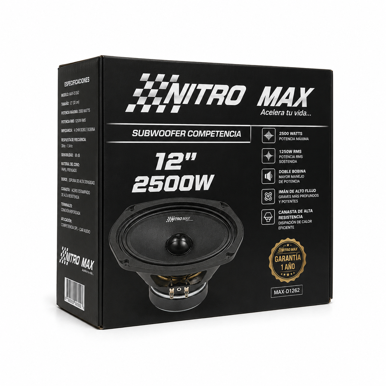 Detalle del cono y tweeter integrado en el parlante 6x9 Nitro Max.