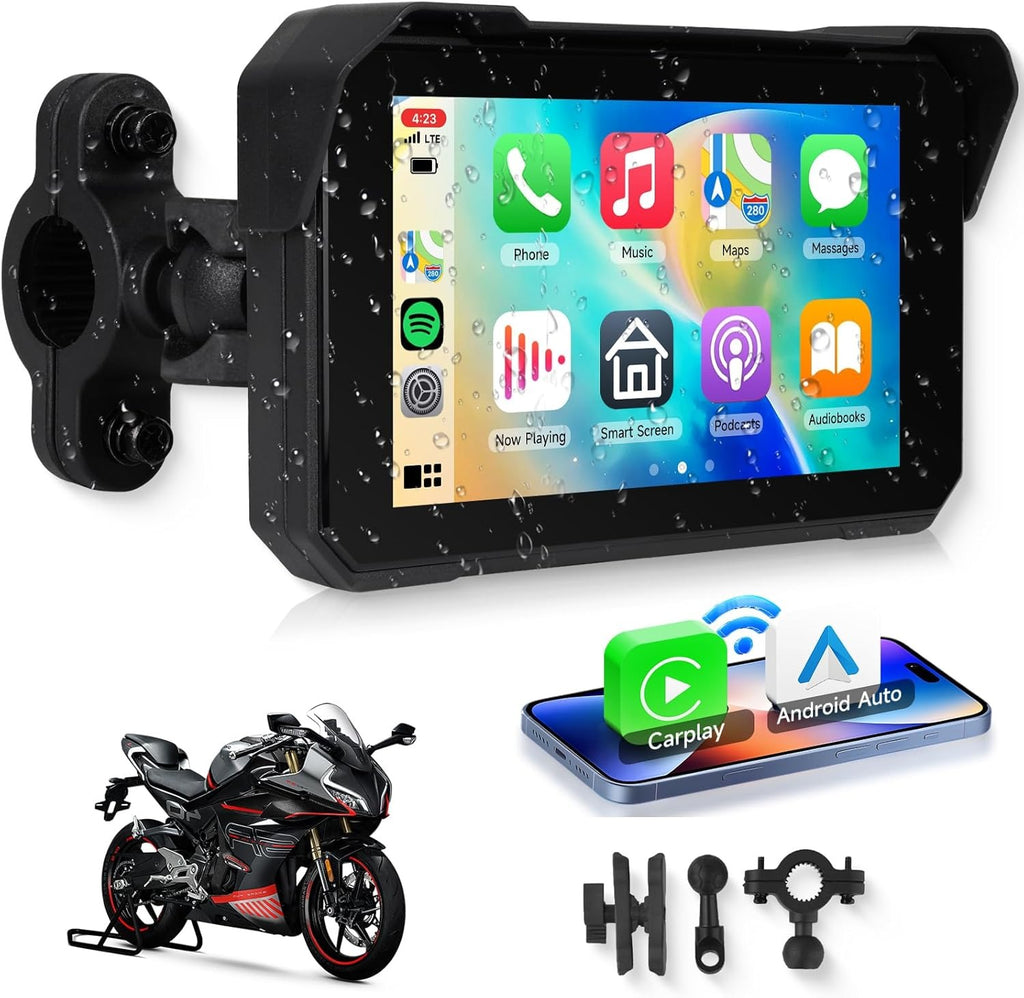 Pantalla 5" Carplay Android para moto