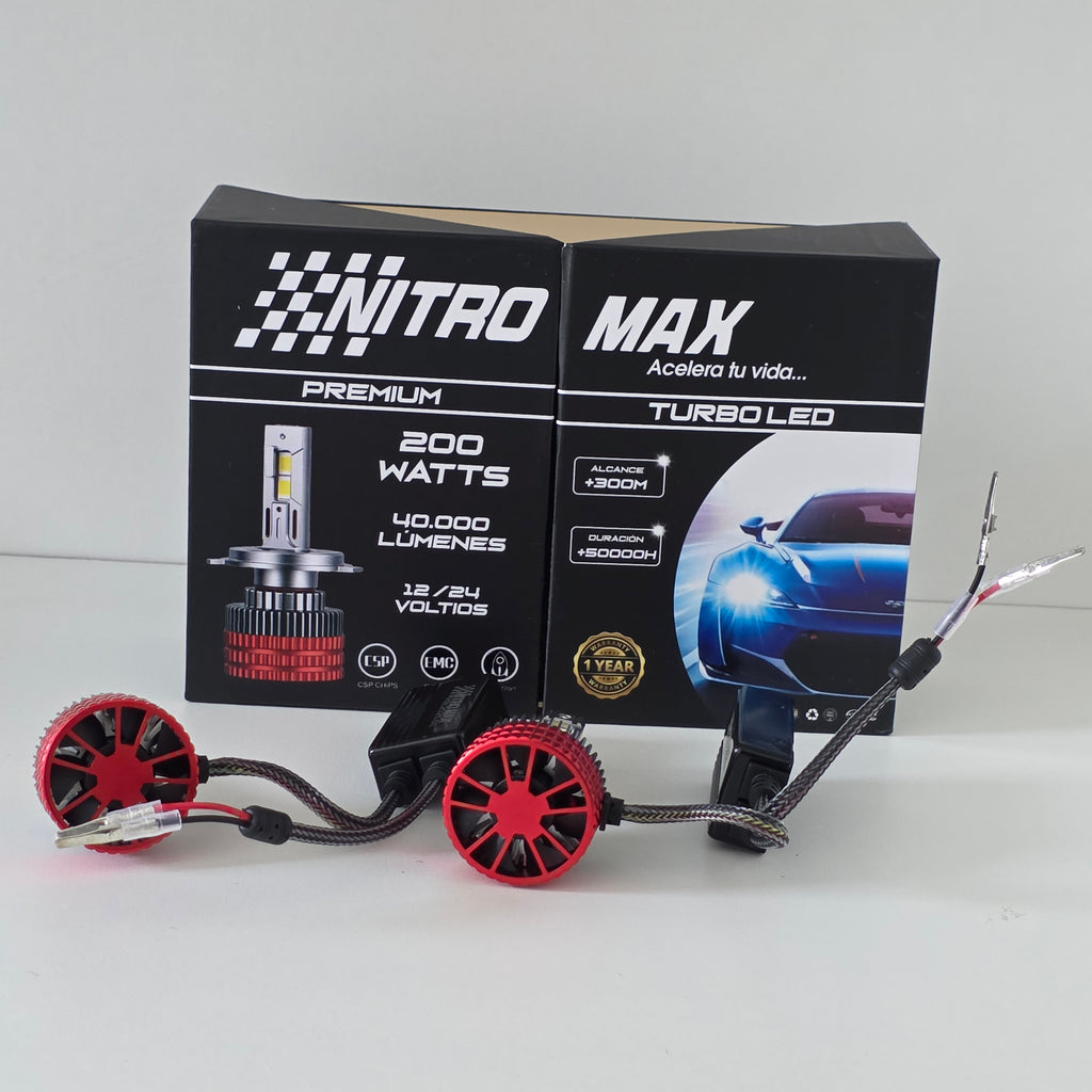 Kit de focos LED H27/880/881 Nitro Max Premium con balastros y caja.