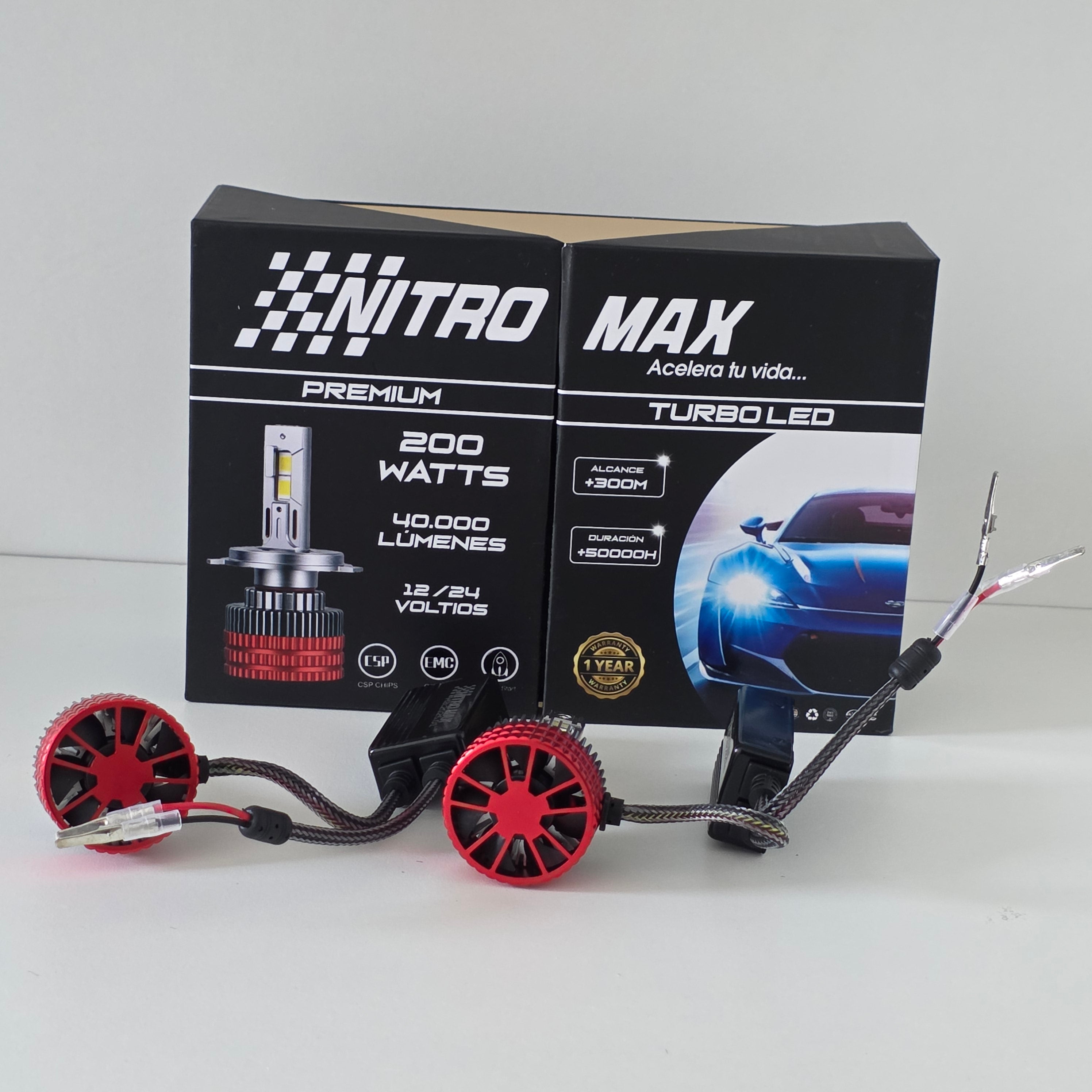 Kit de focos LED H27/880/881 Nitro Max Premium con balastros y caja.